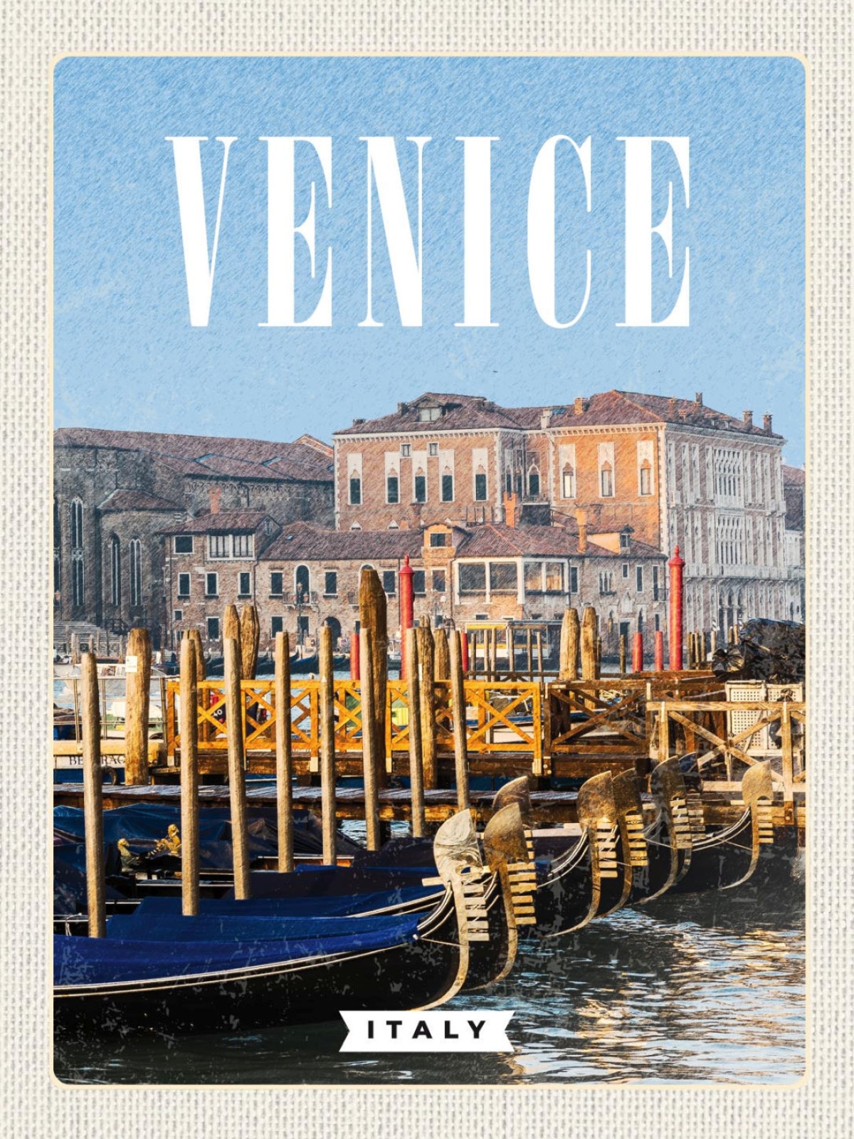Schild Venice Italy Venedig Italien Gondel Stadt 12x18 20x30 30x40 Blech/Holz