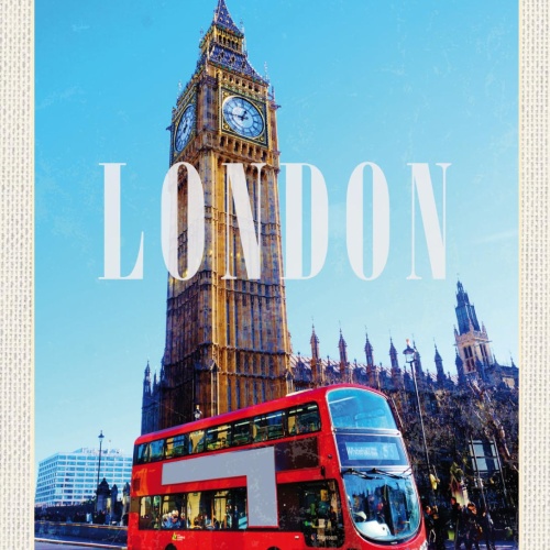 Schild London England UK GB Doppeldecker Big Ben 12x18 20x30 30x40 Blech/Holz