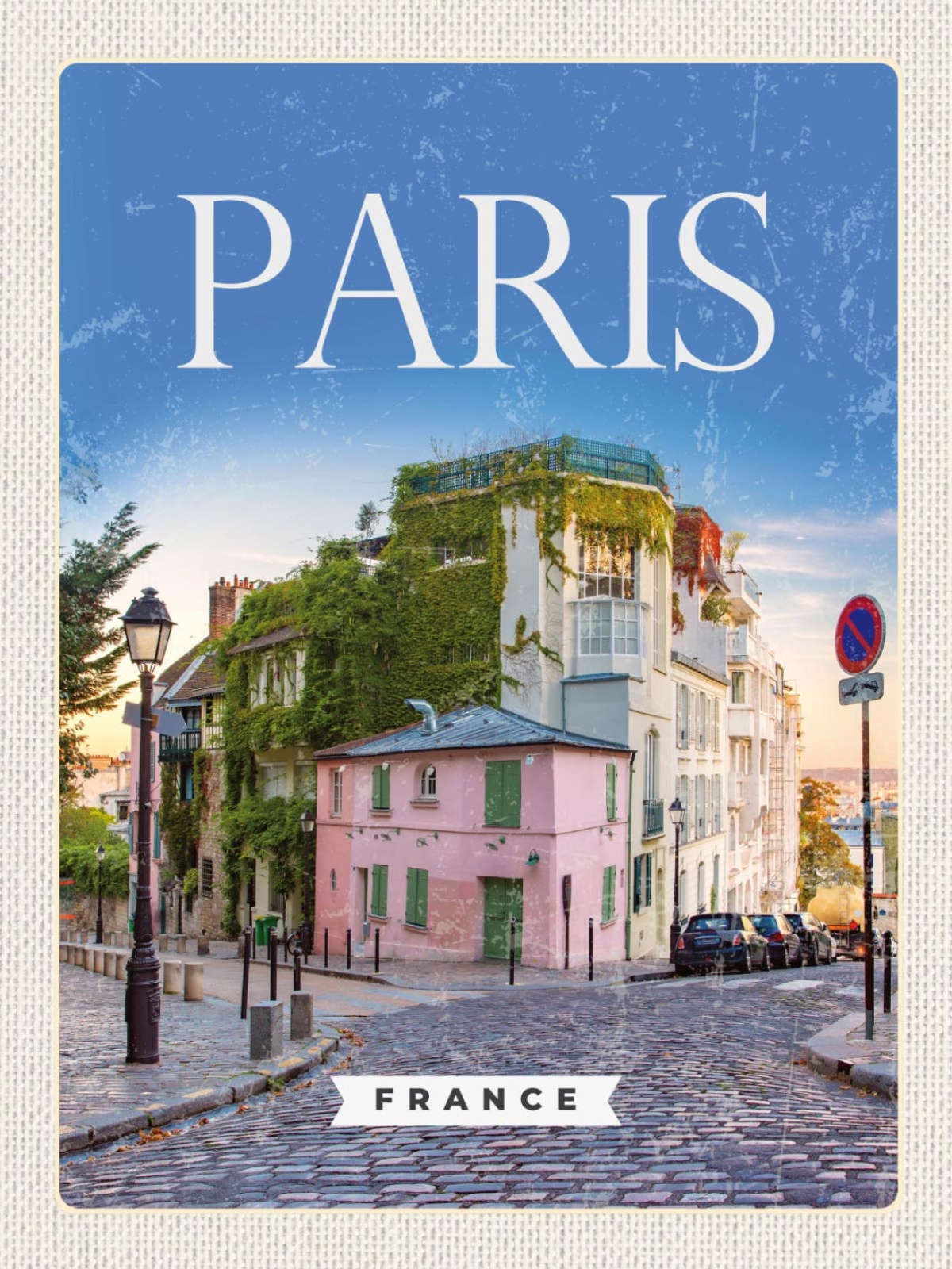 Schild Paris France Frankreich Gasse Gebäude 12x18 20x30 30x40 Blech od. Holz