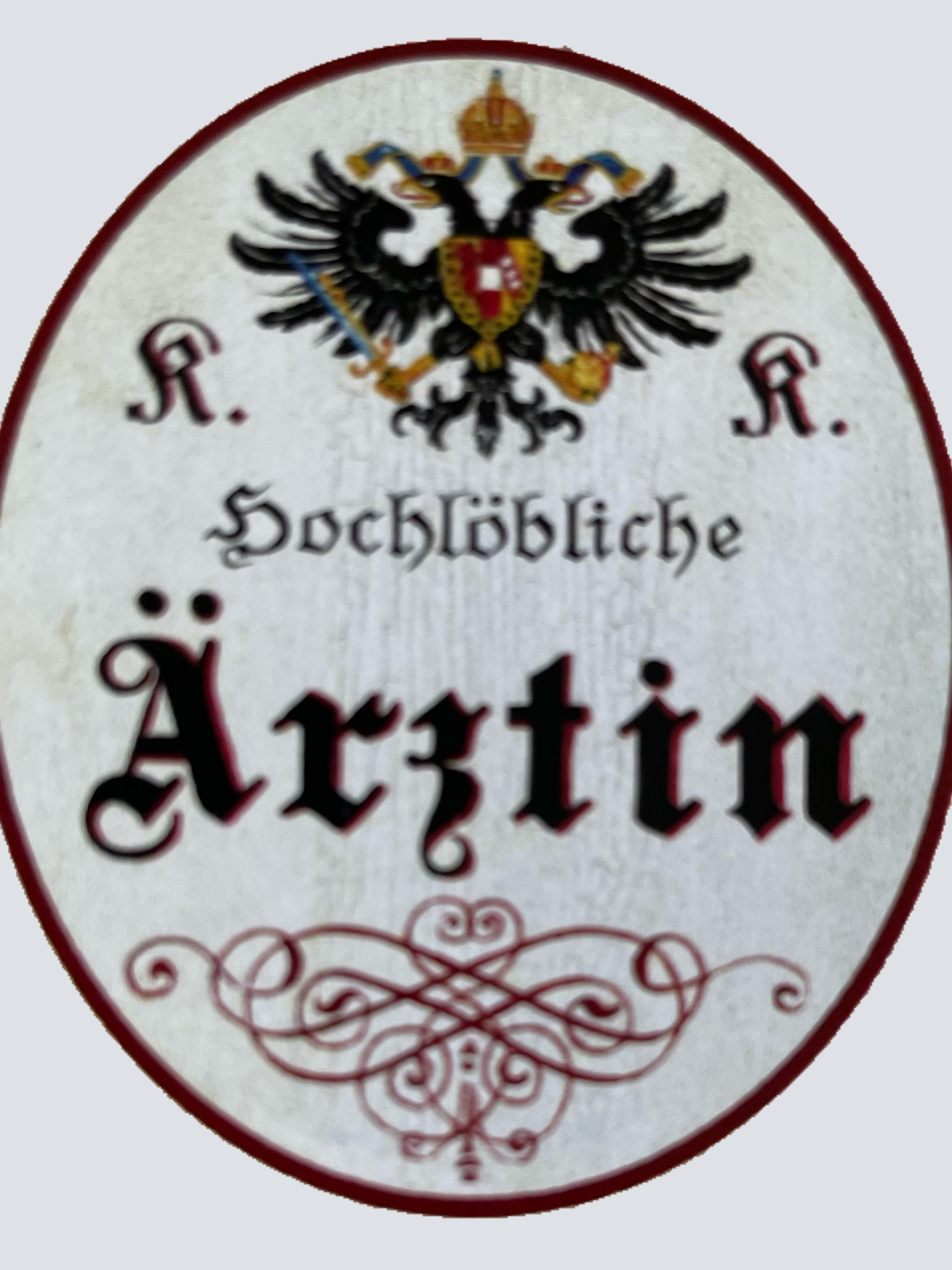 KuK Nostalgie Holzschild Hochlöbliche Ärztin Hausärztin Frau Doktor Schild