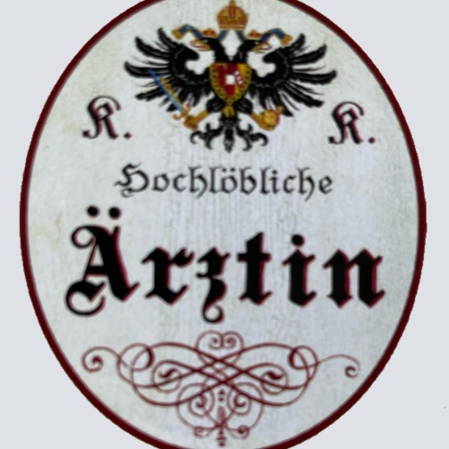 KuK Nostalgie Holzschild Hochlöbliche Ärztin Hausärztin Frau Doktor Schild