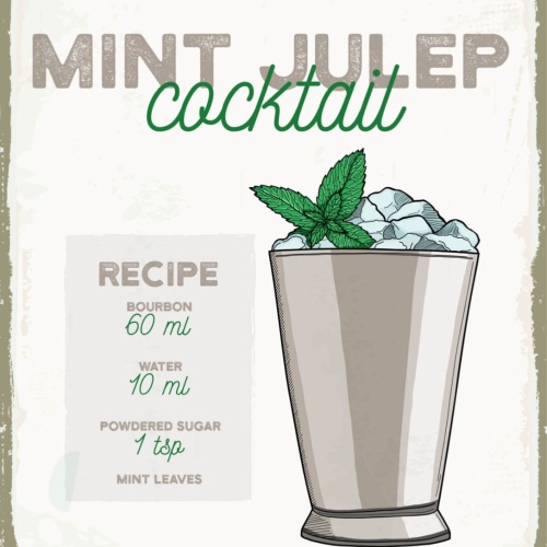 Schild Mint Julep Cocktail Rezept Bar Alkohol Drink 12x18 20x30 30x40 Blech/Holz