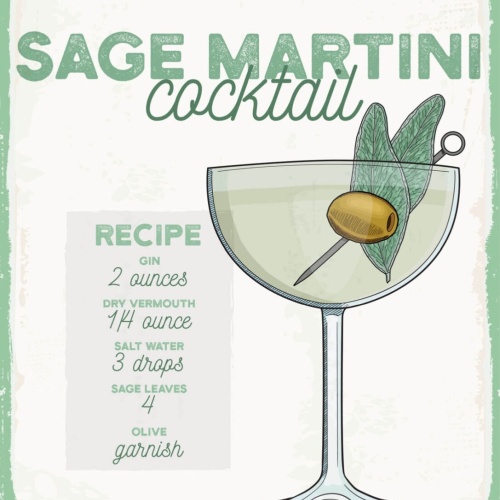 Schild Sage Martini Rezept Bar Alkohol Drink 12x18 20x30 30x40 Blech/Holz