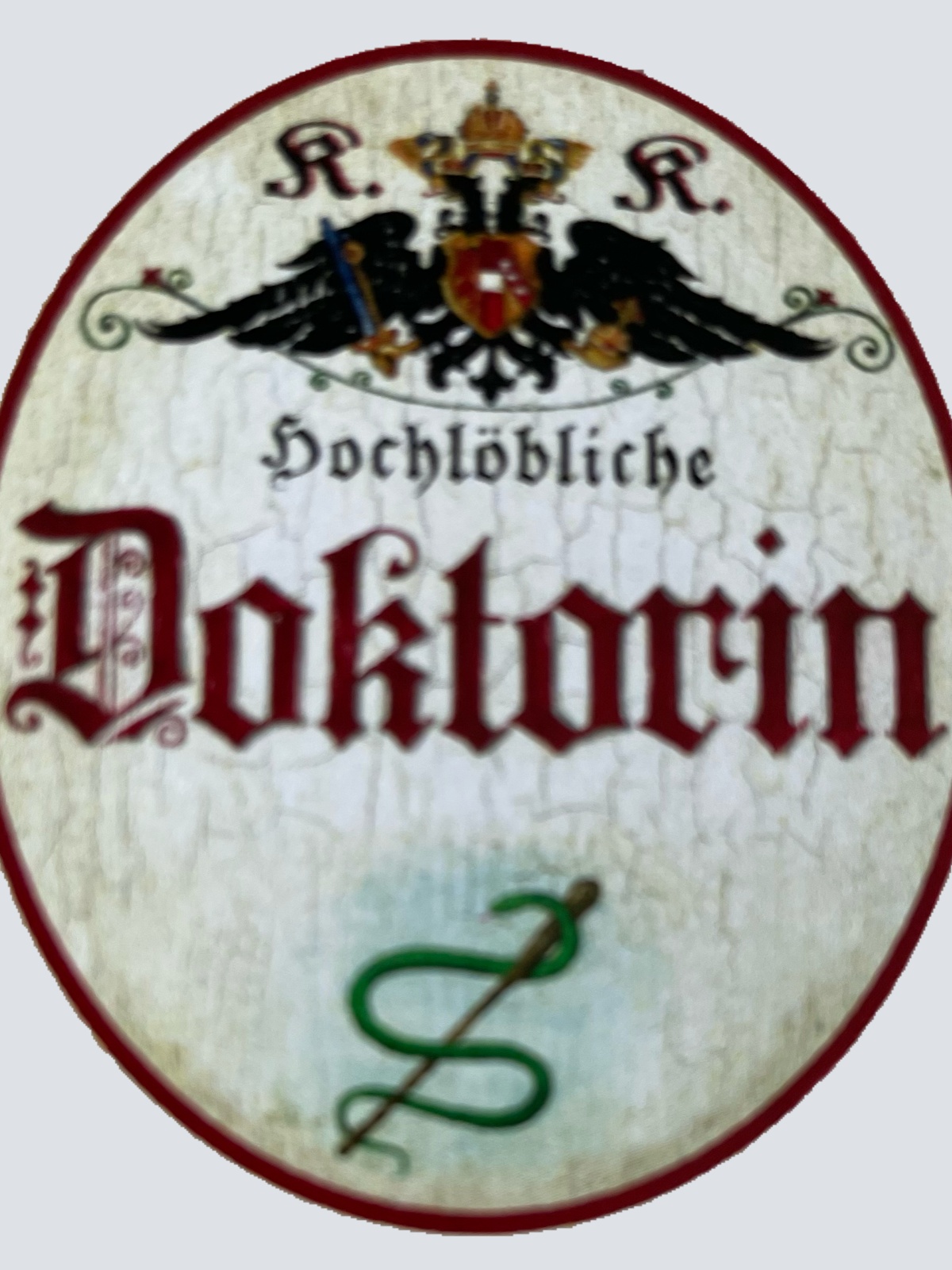 KuK Nostalgie Holzschild Hochlöbliche Doktorin Frau Doktor Ärztin Titel Schild