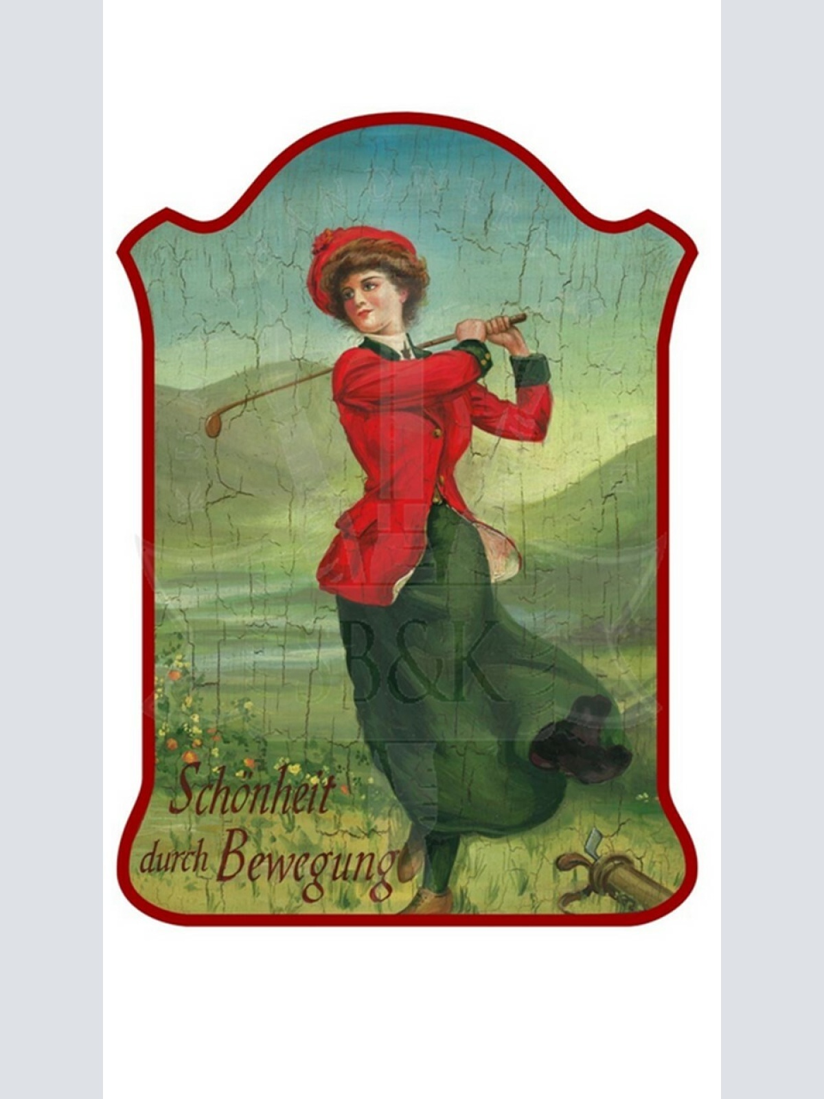 KuK Nostalgie Holzschild "Schönheit durch Bewegung- Golf"