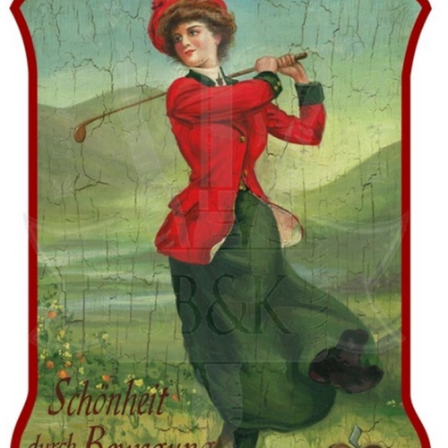 KuK Nostalgie Holzschild "Schönheit durch Bewegung- Golf"