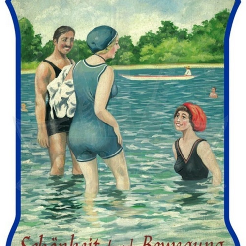 KuK Nostalgie Holzschild "Schönheit durch Bewegung- Baden"