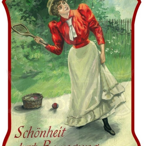 KuK Nostalgie Holzschild "Schönheit durch Bewegung- Tennis"