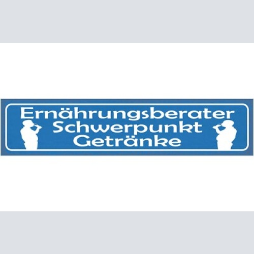 Schild ernährungsberater schwerpunkt getränke alkohol bier 46x10 blech od. holz