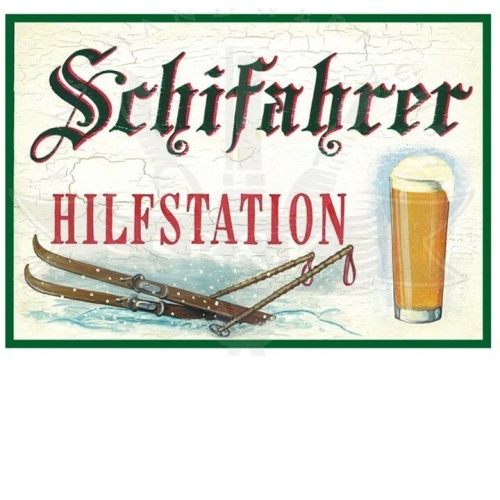 KuK Nostalgie Holzschild "Schifahrer Hilfstation"