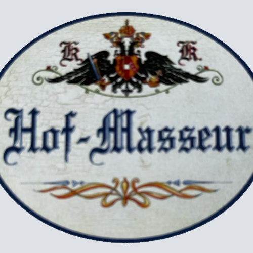 KuK Nostalgie Holzschild Hof-Masseur Massieren Massage Masseur Schild