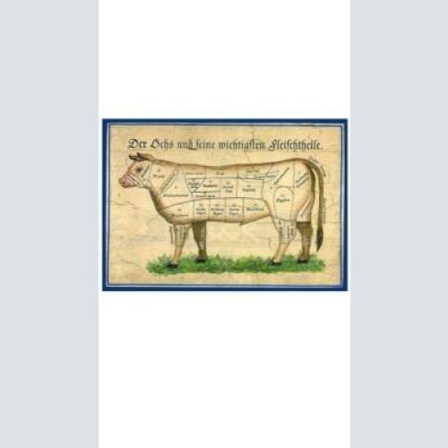 Kuk nostalgie holzschild "der ochs und seine fleischteile"