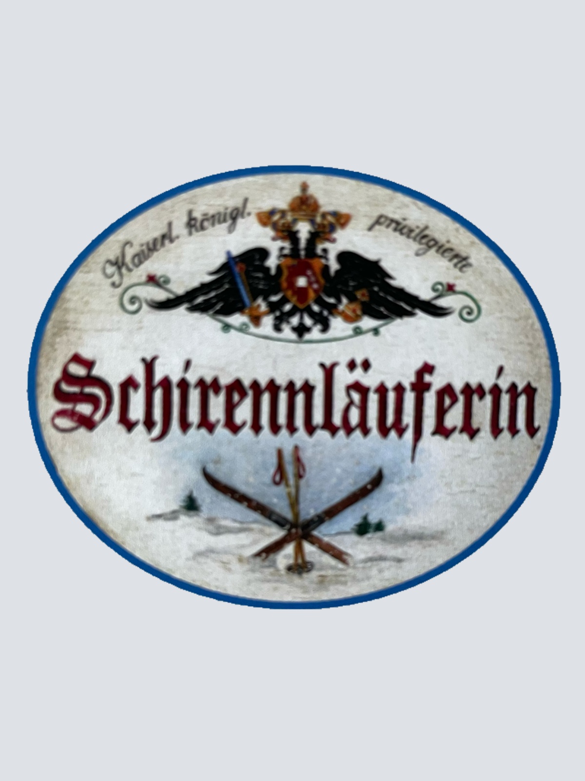 KuK Nostalgie Holzschild Privilegierte Schirennläuferin Schi Winter Sport Schild