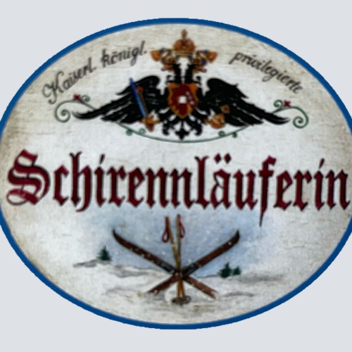 KuK Nostalgie Holzschild Privilegierte Schirennläuferin Schi Winter Sport Schild
