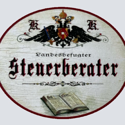 KuK Nostalgie Holzschild Landesbefugter Steuerberater Finanzverwalter Schild