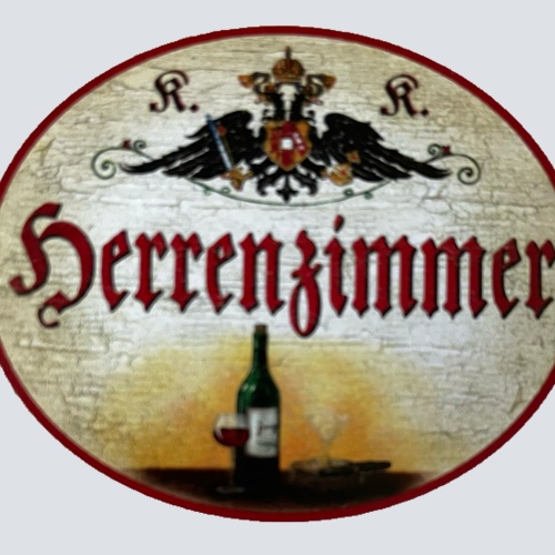 KuK Nostalgie Holzschild Herrenzimmer Hausherr Gäste Man Cave Rückzugsort Schild