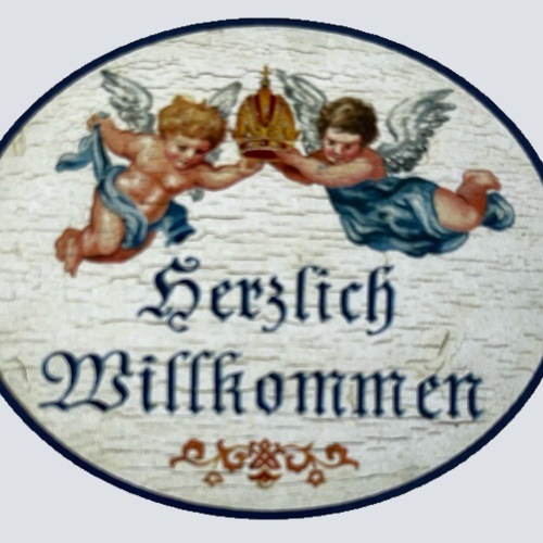 Nostalgie Holzschild Herzlich Willkommen Herein Wohnung Haus Engel Schild