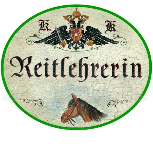 KuK Nostalgie Holzschild "ReitlehrerIn"