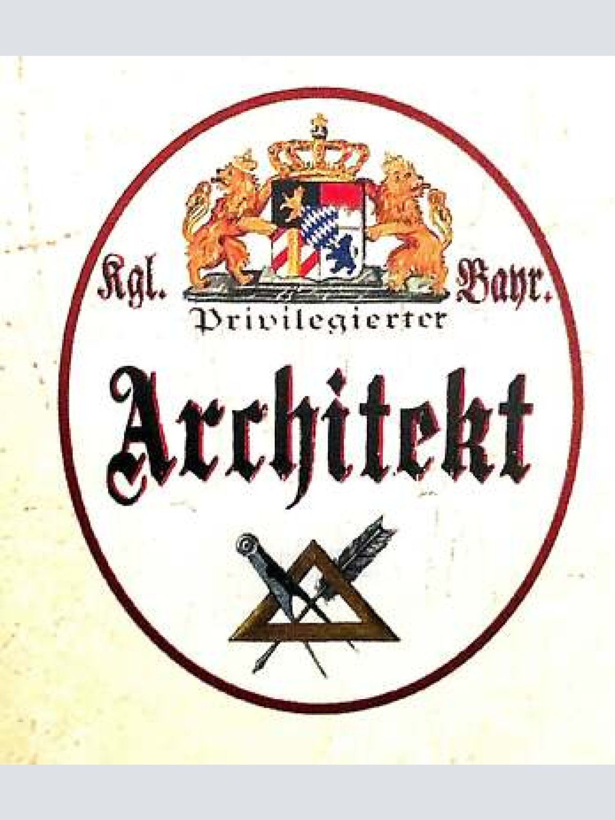 Nostalgie Holzschild Königlich Bayerischer Privilegierter Architekt Bayern