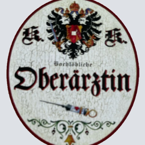 KuK Nostalgie Holzschild Hochlöbliche Oberärztin Ärztin Doktor Schild