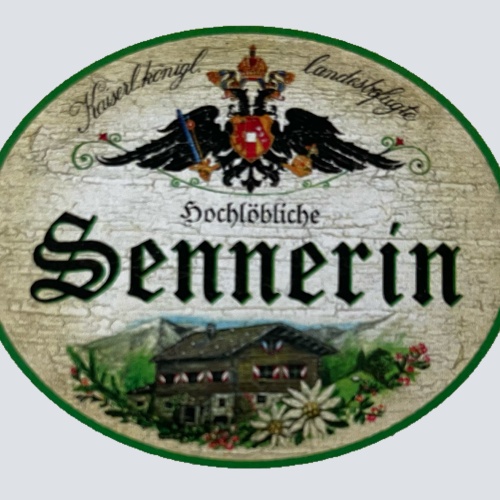 KuK Nostalgie Holzschild Landesbefugte Hochlöbliche Sennerin Alm Hirtin Schild