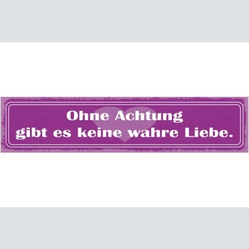 Schild ohne achtung gibt es keine wahre liebe beziehung ehe 46x10 blech od. holz