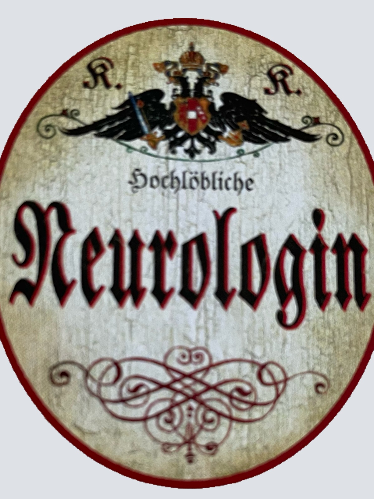 KuK Nostalgie Holzschild Hochlöbliche Neurologin Nervenärztin Neurologie Schild