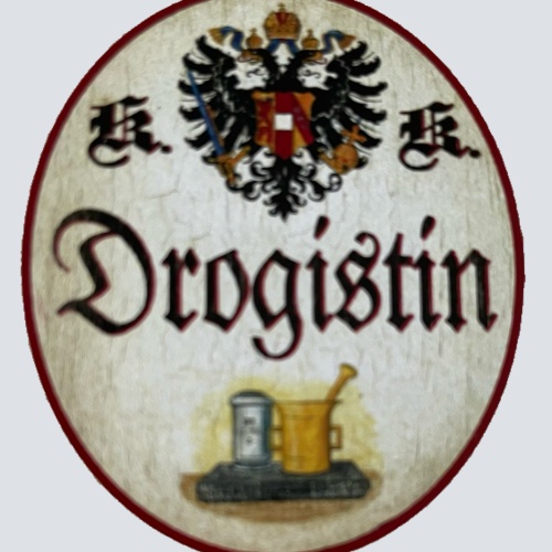 KuK Nostalgie Holzschild Drogistin Drogerie Perfumerie Handel Verkauf Schild