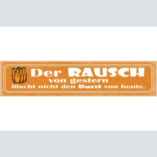 Schild der rausch von gestern löscht den durst von heute alkohol bier 46 x 10