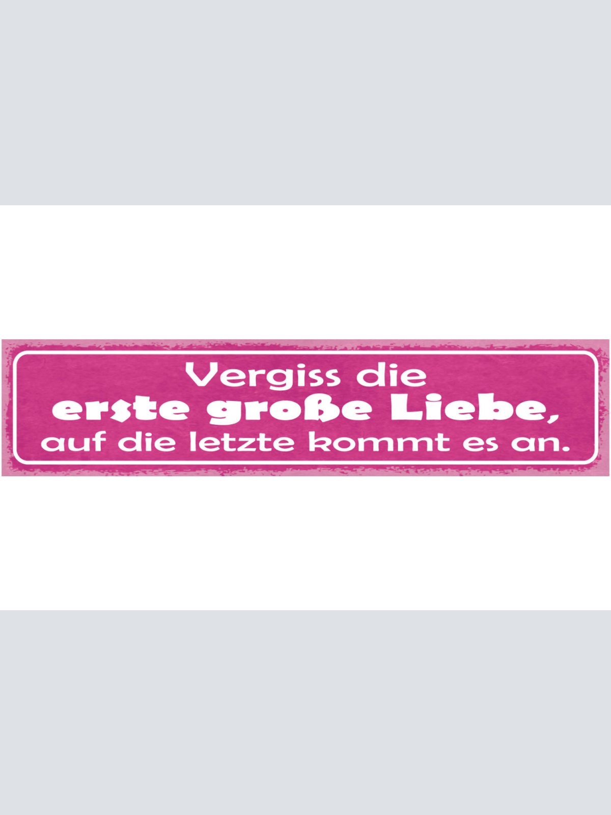 Schild Vergiss Die Erste Große Liebe Auf Die Letzte Kommt Es An 46 x 10