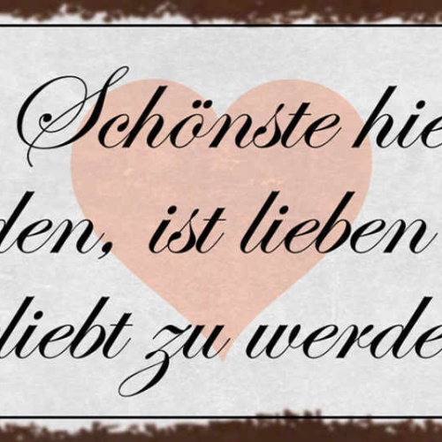 Schild Das Schönste Hier Auf Erden Ist Liebe & Geliebt Zu Werden Liebe 27x10