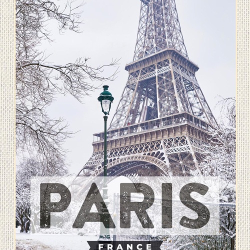 Schild Paris France Frankreich Eiffelturm Stadt 12x18 20x30 30x40 Blech od. Holz