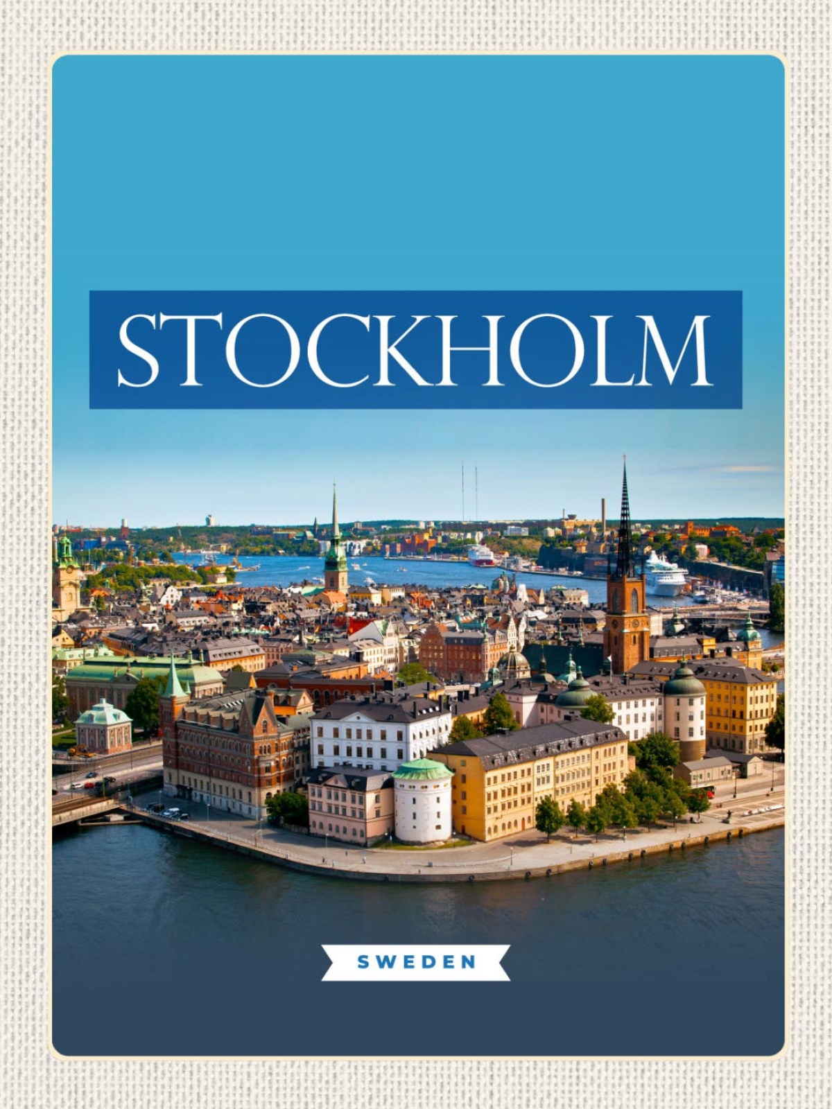 Schild Stockholm Sweden Schweden Stadt Ansicht 12x18 20x30 30x40 Blech od. Holz