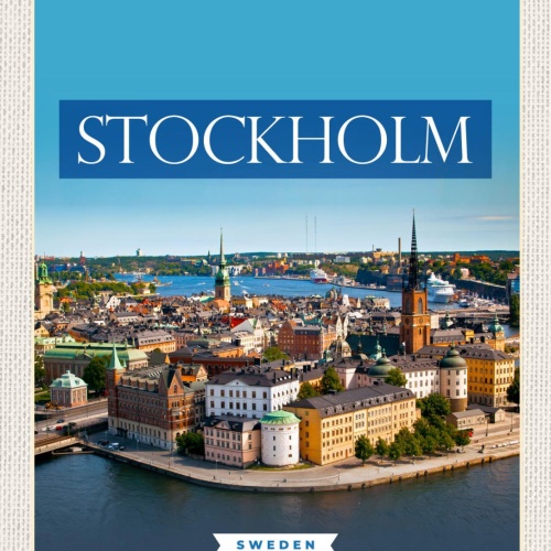 Schild Stockholm Sweden Schweden Stadt Ansicht 12x18 20x30 30x40 Blech od. Holz