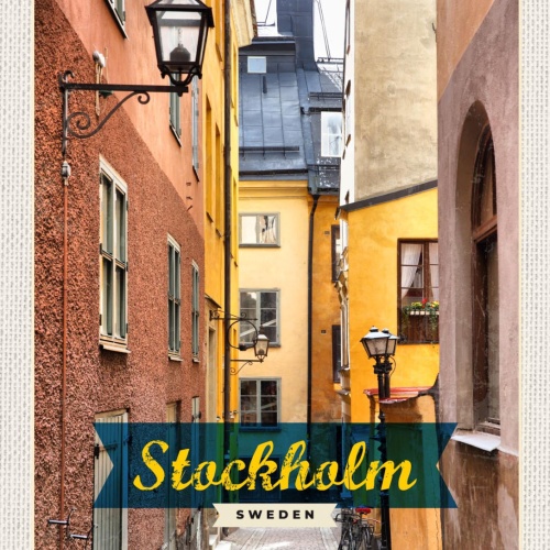 Schild Stockholm Sweden Schweden Stadt Gasse 12x18 20x30 30x40 Blech/Holz