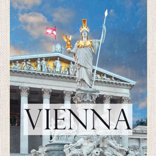 Schild Vienna Austria Wien Ö Pallas-Athene-Brunnen 12x18 20x30 30x40 Blech/Holz