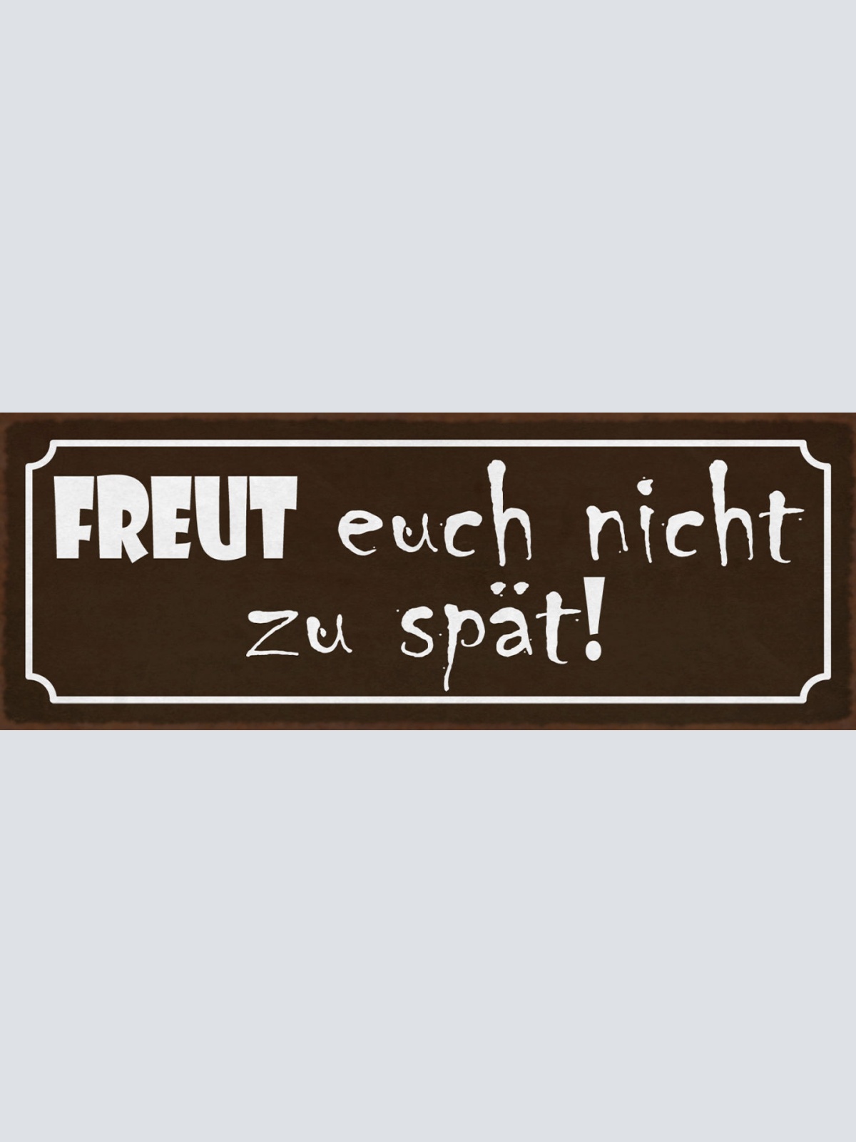 Schild Freut Euch Nicht Zu Spät Freuen 27x10 Blech od.Holz