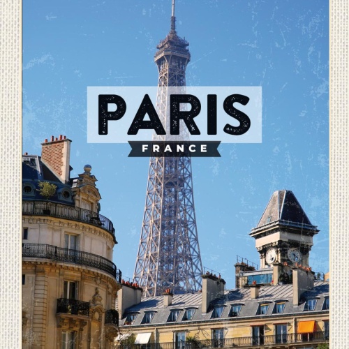 Schild Paris France Frankreich Eiffelturm Stadt 12x18 20x30 30x40 Blech od. Holz
