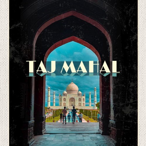 Schild Taj Mahal Mausoleum Sehenswürdigkeit Indien 12x18 20x30 30x40 Blech/Holz