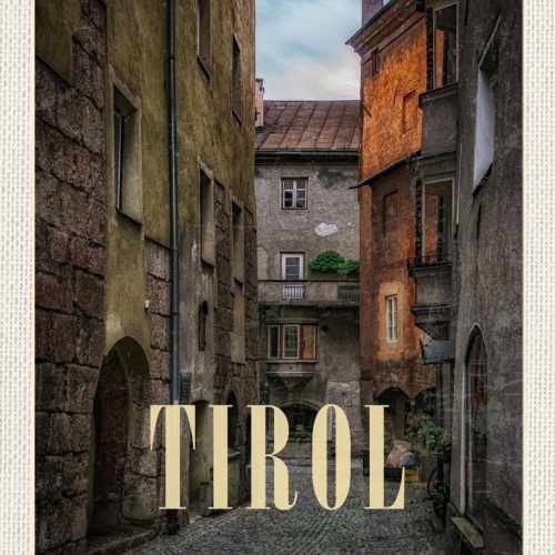 Schild Tirol Hall Stadt Altstadt Gasse Österreich 12x18 20x30 30x40 Blech/Holz