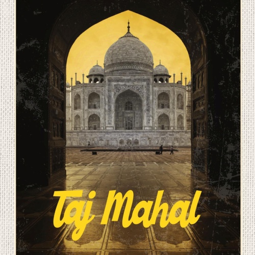 Schild Taj Mahal Mausoleum Sehenswürdigkeit Indien 12x18 20x30 30x40 Blech/Holz