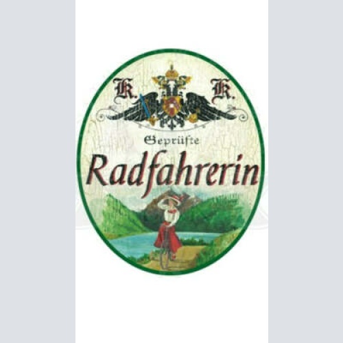 KuK Nostalgie Holzschild "RadfahrerIn"