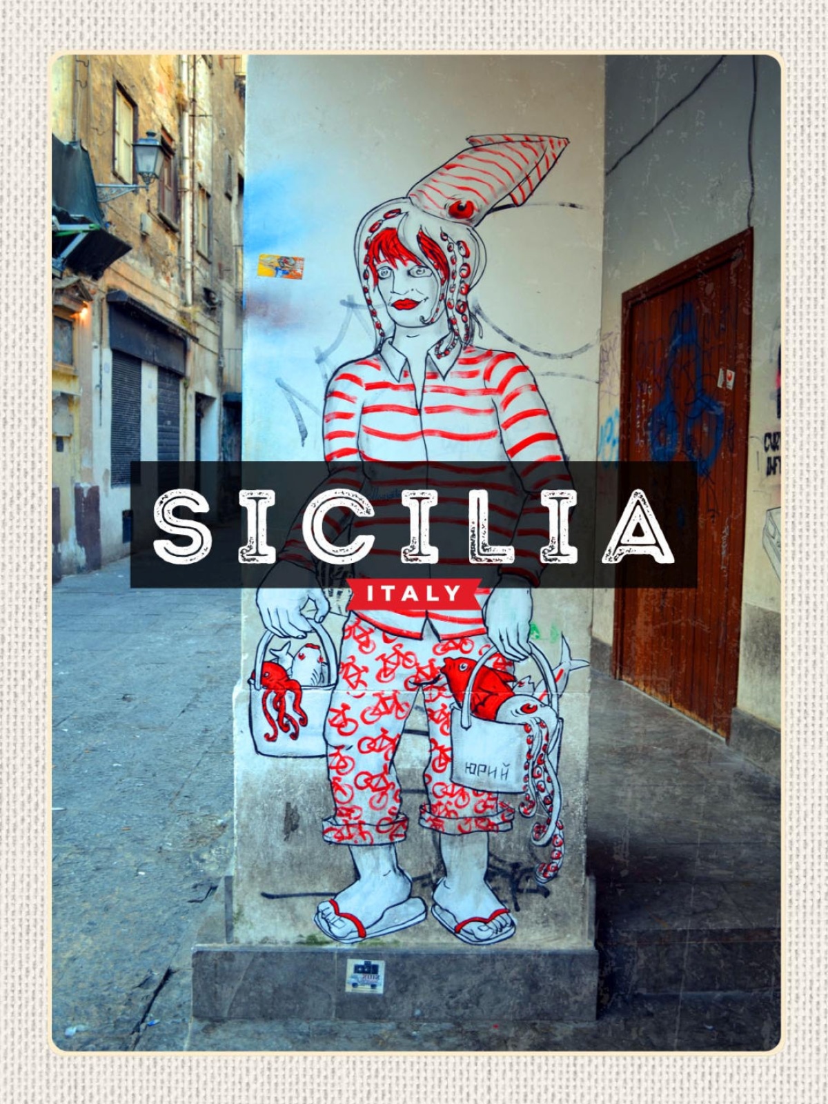 Schild Sicilia Italy Sizilien Italien Grafitti 12x18 20x30 30x40 Blech/Holz