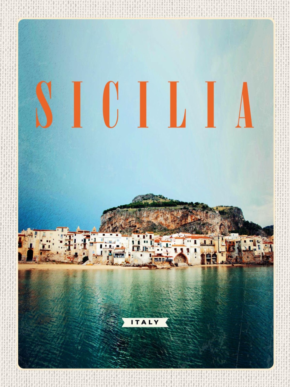 Schild Sicilia Italy Sizilien Italien Cefalù Küste 12x18 20x30 30x40 Blech/Holz