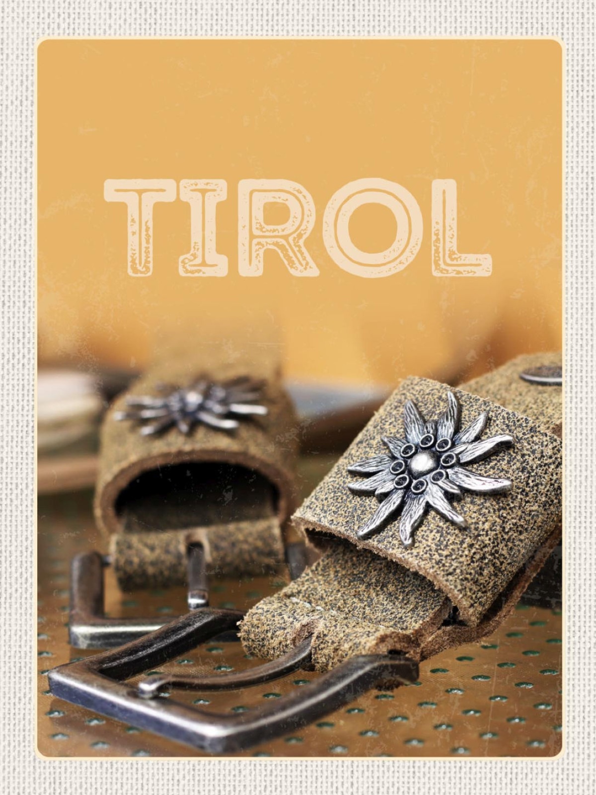 Schild Tirol Gürtel Edelweiß Trachten Österreich 12x18 20x30 30x40 Blech/Holz