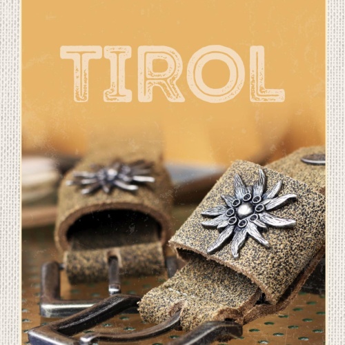 Schild Tirol Gürtel Edelweiß Trachten Österreich 12x18 20x30 30x40 Blech/Holz