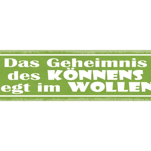 Schild Das Geheimnis Des Könnens Liegt Im Wollen 46 x 10 Blech od. Holz