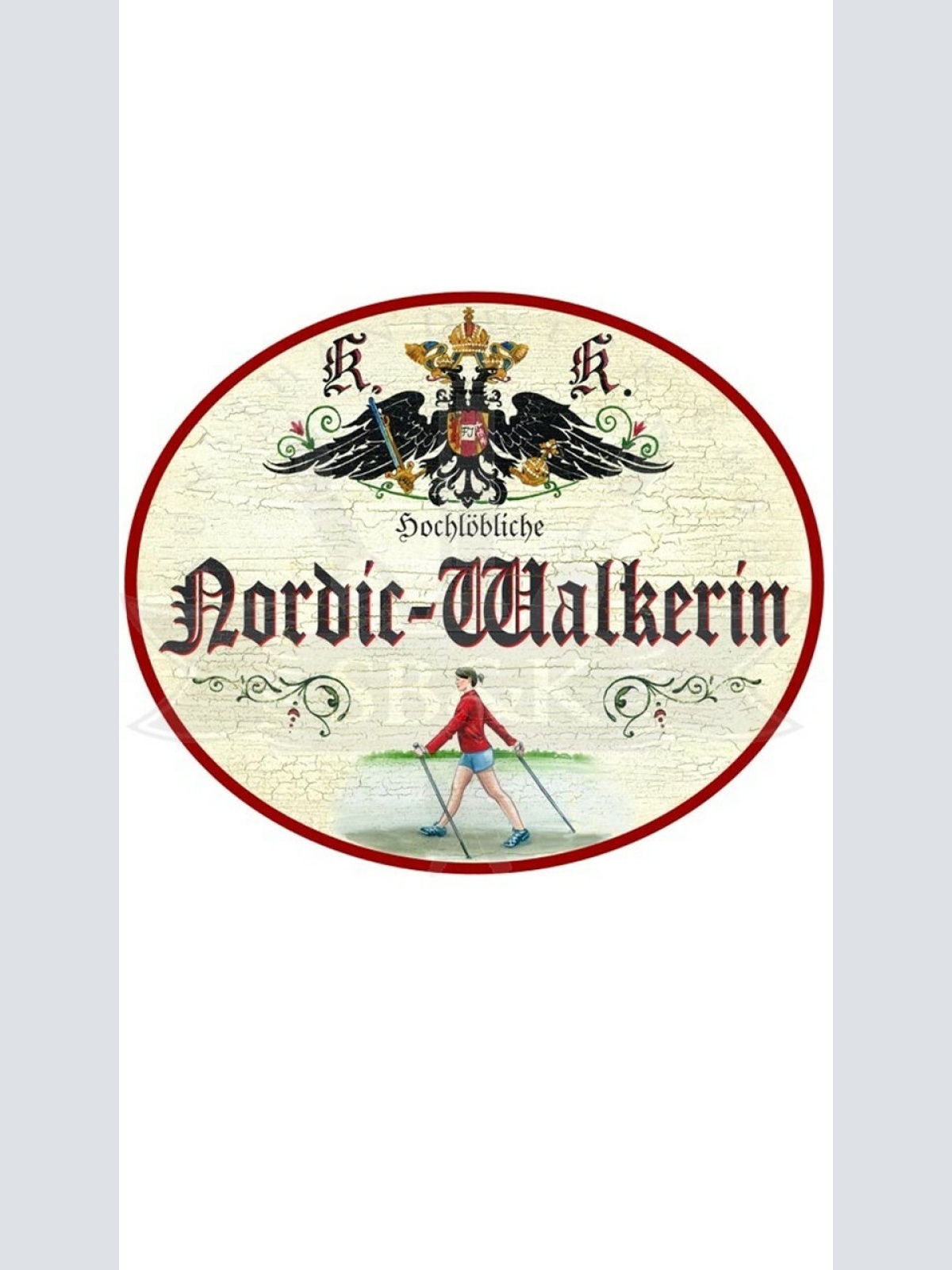 KuK Nostalgie Holzschild "Nordic Walkerin"