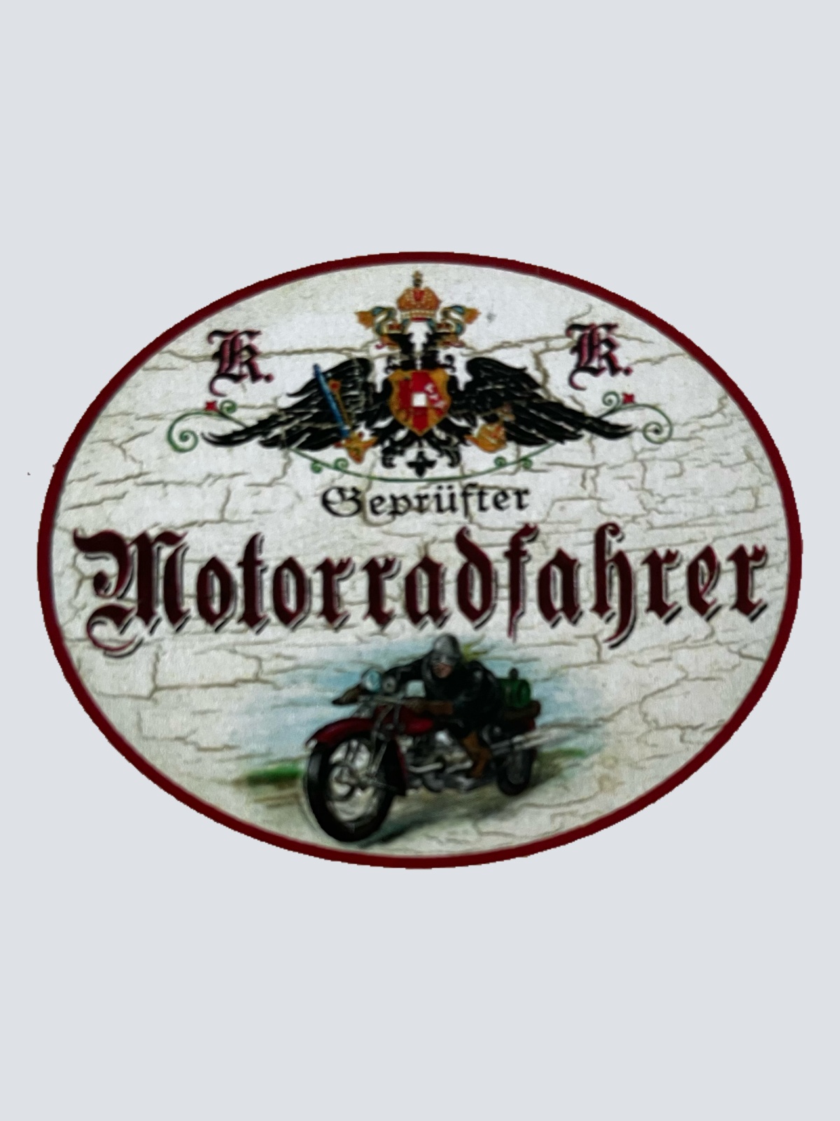 KuK Nostalgie Holzschild Geprüfter Motorradfahrer Biker Motorrad Bike Schild