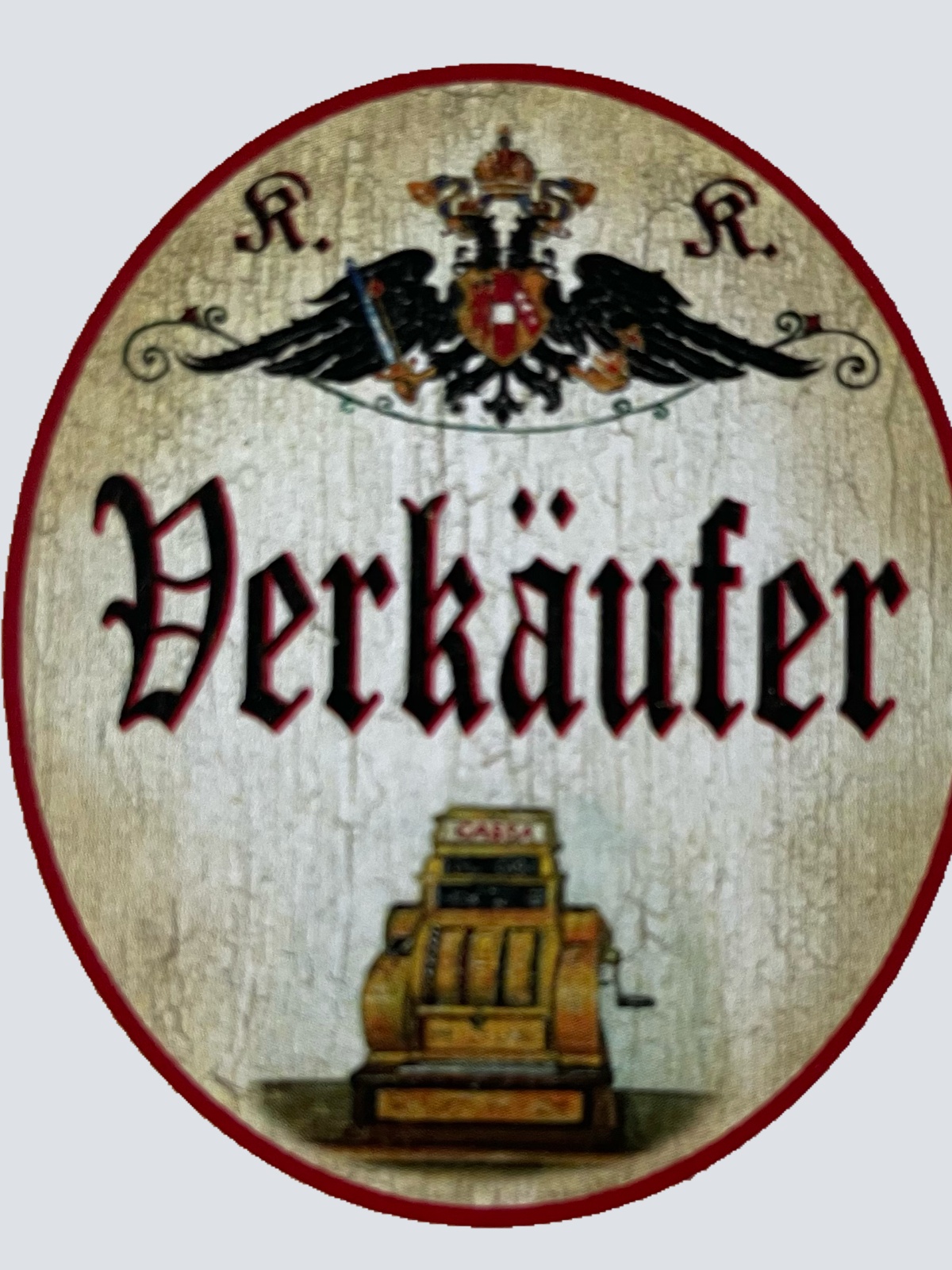 KuK Nostalgie Holzschild Verkäufer Verkauf Einzelhandel Kunden Geschäft Schild